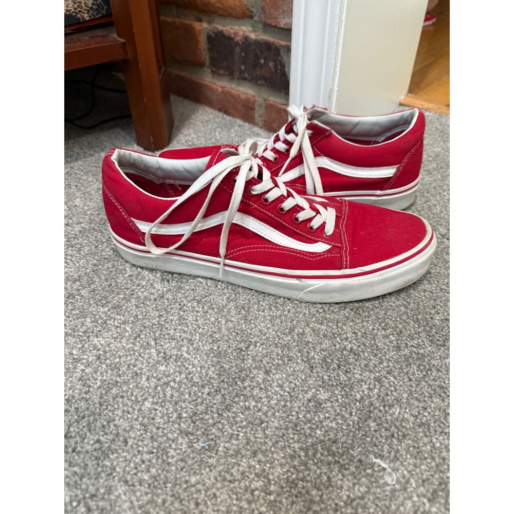 Vans Old Skool Red White Low Top Skate Shoes Mens 10.5 Womens 12
